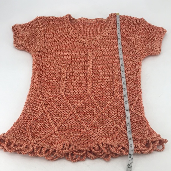 Vintage Y2K Crochet Woven Cut Out Hand Knit Lightweight Short Sleeve Sweater - Picture 12 of 13